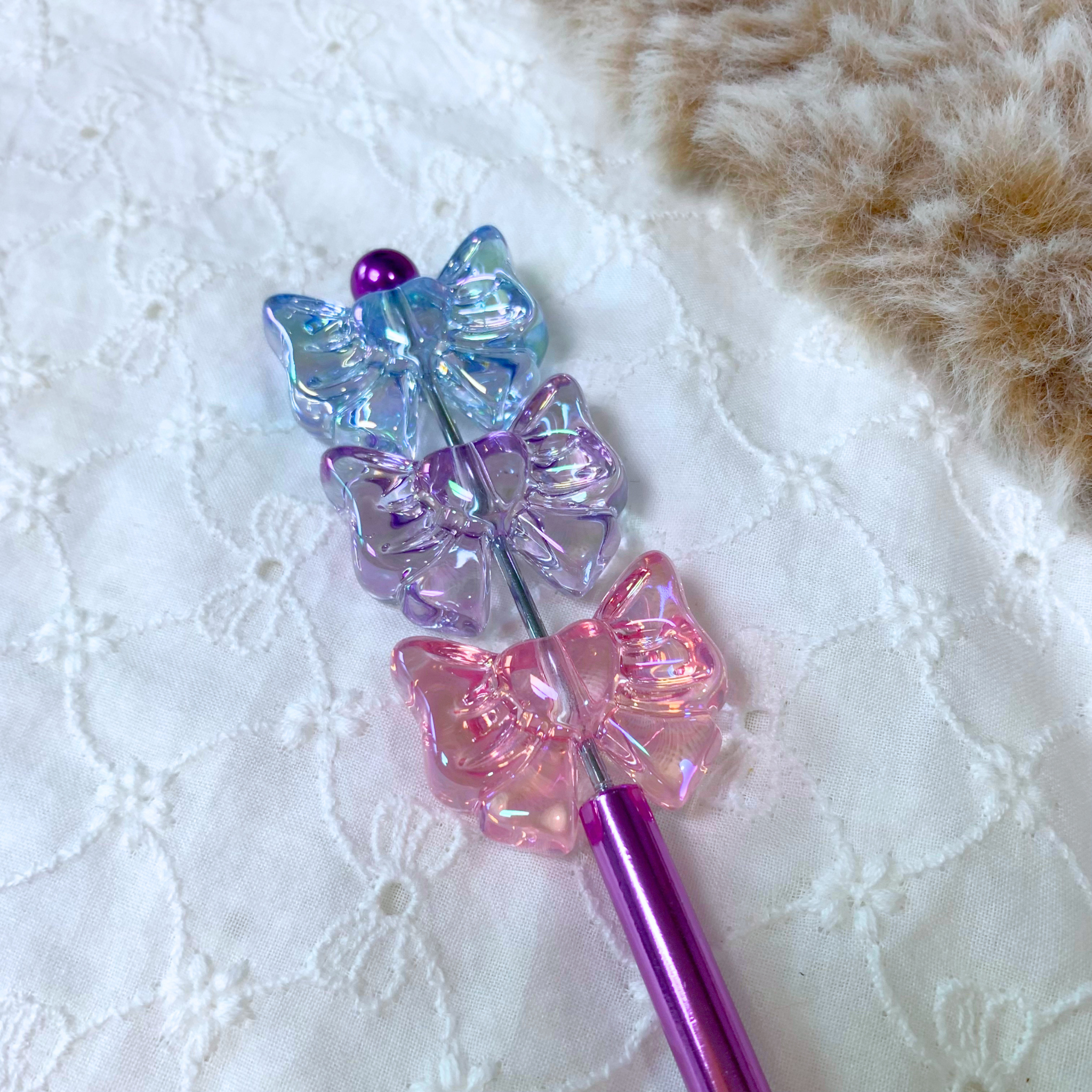[販売]カラーハートリボン(デコ用かぎ針可能)